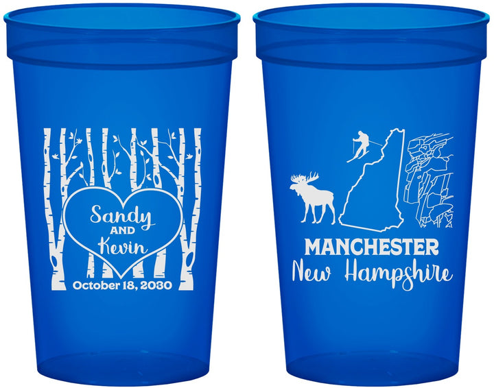 Custom Wedding 22 oz Translucent Cups - New Hampshire | 178