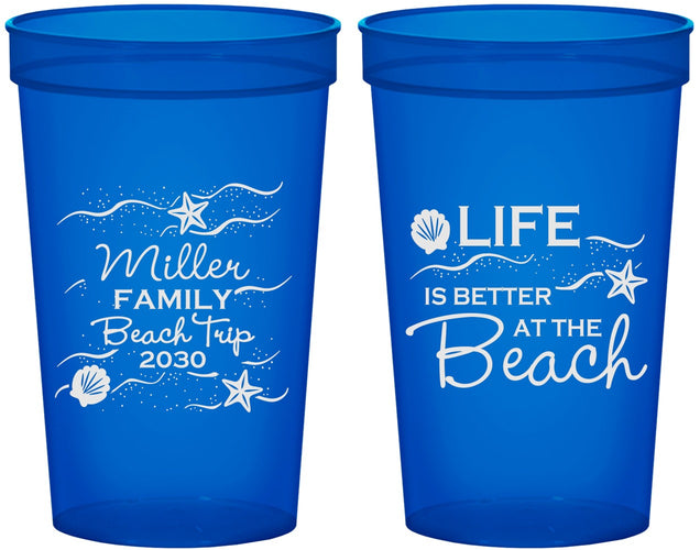 Custom Family Vacation 22 oz Translucent Cups - Life Is Better At The Beach | 180001