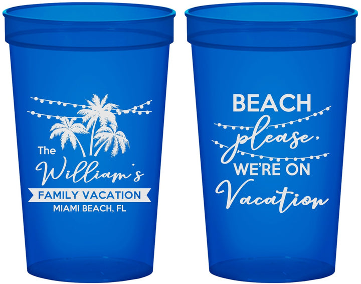Custom Family Vacation 22 oz Translucent Cups - Beach Please | 180004
