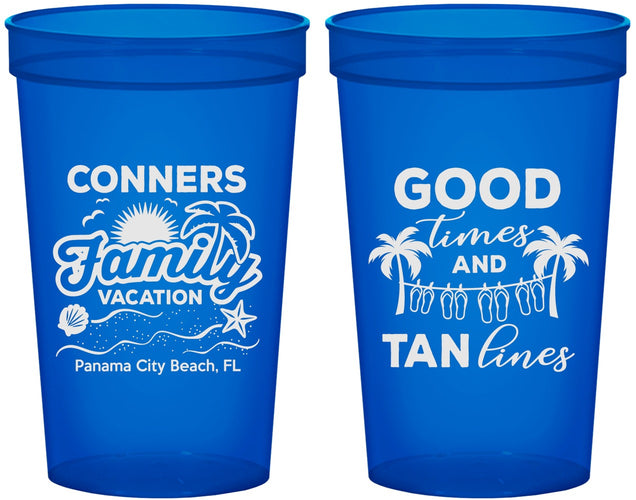 Custom Family Vacation 22 oz Translucent Cups - Good Times Tan Lines | 180005
