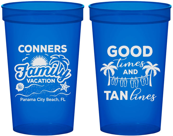 Custom Family Vacation 22 oz Translucent Cups - Good Times Tan Lines | 180005