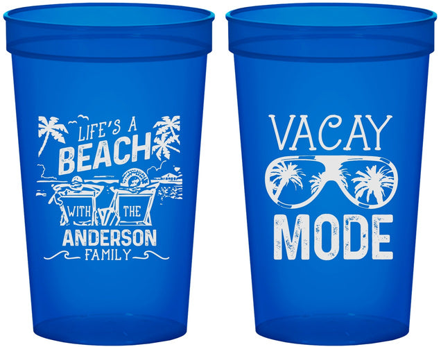 Custom Family Vacation 22 oz Translucent Cups - Lifes A Beach | 180008