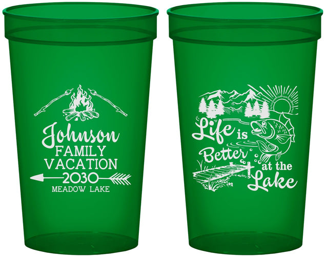Custom Family Vacation 22 oz Translucent Cups - Lake Camping | 180011