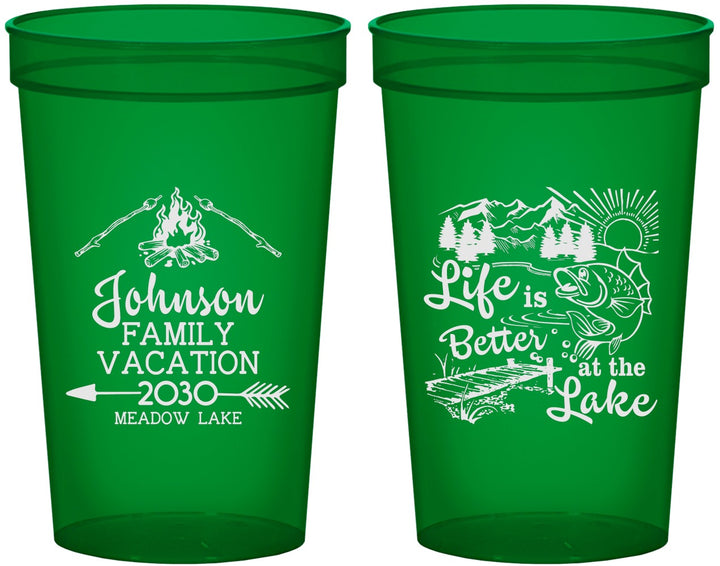 Custom Family Vacation 22 oz Translucent Cups - Lake Camping | 180011