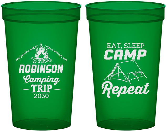 Custom Family Vacation 22 oz Translucent Cups - Eat Sleep Camp Repeat | 180014