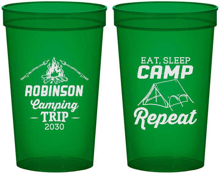 Custom Family Vacation 22 oz Translucent Cups - Eat Sleep Camp Repeat | 180014