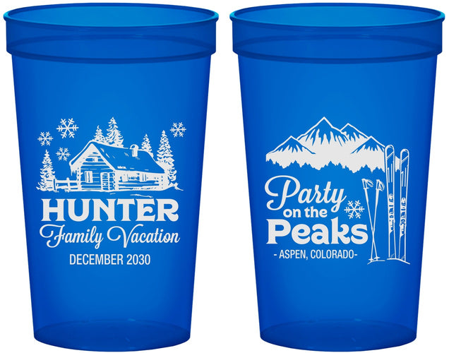 Custom Family Vacation 22 oz Translucent Cups - Ski Trip Peaks | 180020