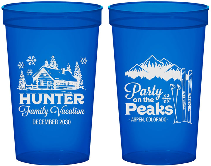 Custom Family Vacation 22 oz Translucent Cups - Ski Trip Peaks | 180020