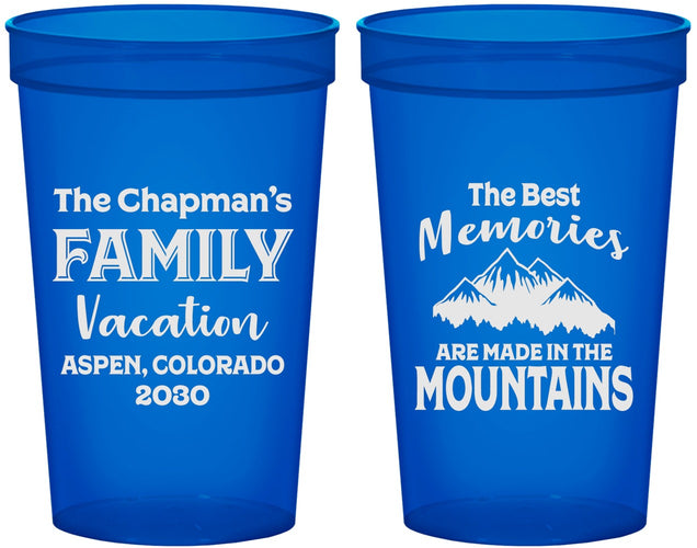 Custom Family Vacation 22 oz Translucent Cups - Mountains | 180021
