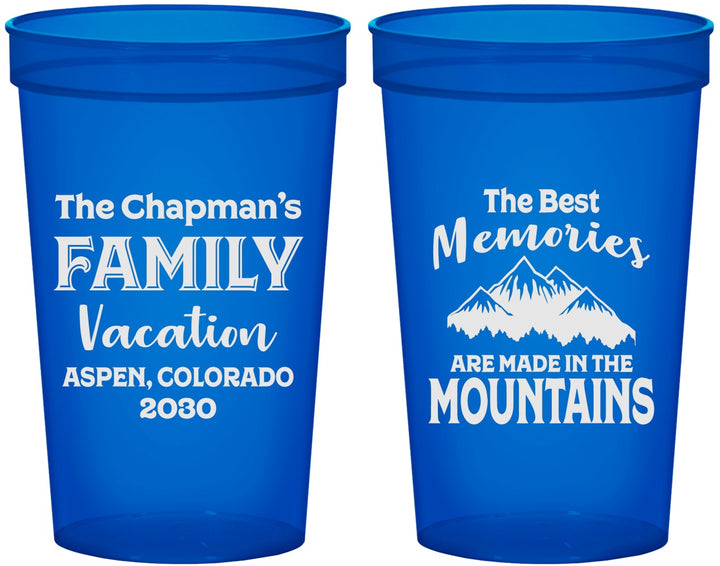 Custom Family Vacation 22 oz Translucent Cups - Mountains | 180021