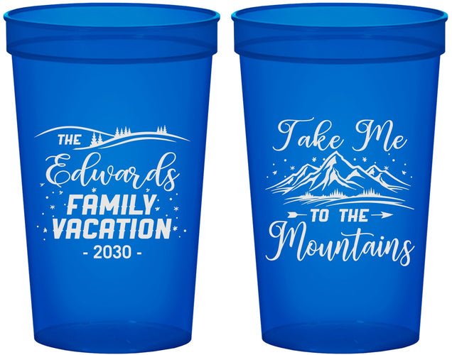 Custom Family Vacation 22 oz Translucent Cups - Mountains | 180024