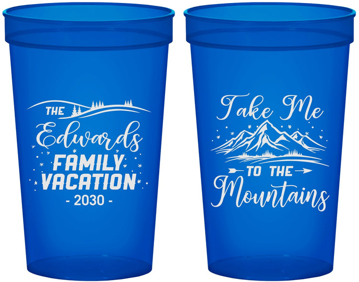 Custom Family Vacation 22 oz Translucent Cups - Mountains | 180024