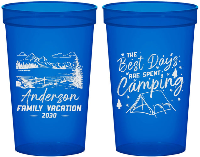 Custom Family Vacation 22 oz Translucent Cups - Camping Trip | 180025