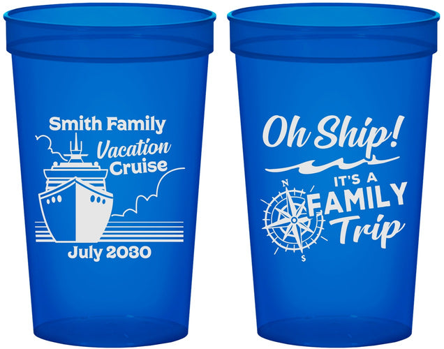 Custom Family Vacation 22 oz Translucent Cups - Oh Ship Cruise | 180030