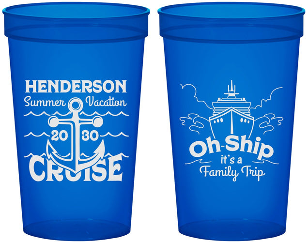 Custom Family Vacation 22 oz Translucent Cups - Oh Ship Cruise | 180032