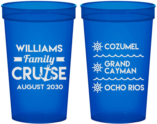 Custom Family Vacation 22 oz Translucent Cups - Nautical Cruise | 180034