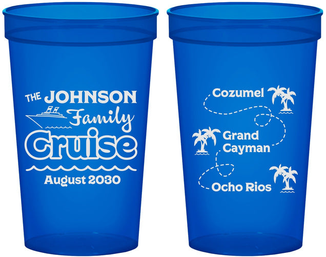 Custom Family Vacation 22 oz Translucent Cups - Cruise Ship | 180035