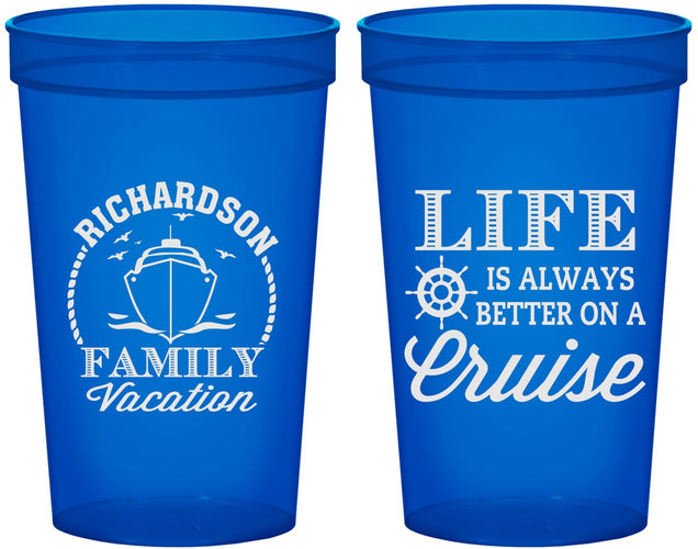 Custom Family Vacation 22 oz Translucent Cups - Cruise Ship | 180036