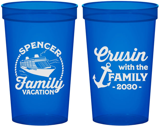 Custom Family Vacation 22 oz Translucent Cups - Cruisin Ship | 180037