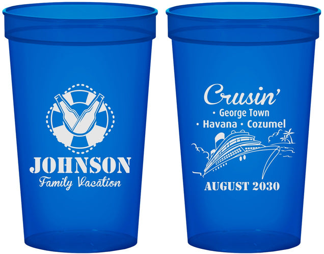 Custom Family Vacation 22 oz Translucent Cups - Cruisin Ship | 180039