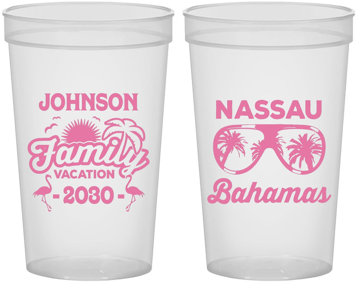 Custom Family Vacation 22 oz Translucent Cups - Bahamas | 180041