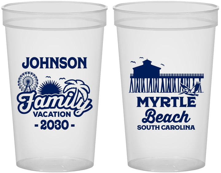 Custom Family Vacation 22 oz Translucent Cups - Myrtle Beach | 180045