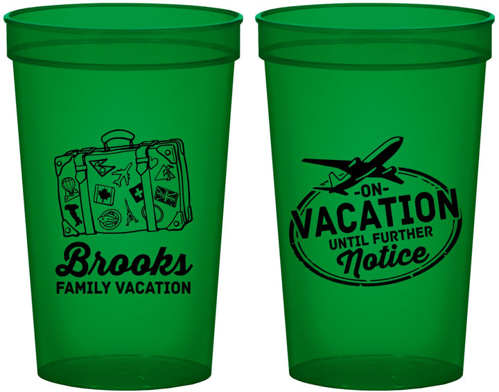 Custom Family Vacation 22 oz Translucent Cups - Road Trip Plane | 180052