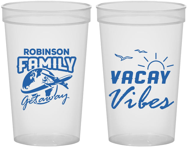 Custom Family Vacation 22 oz Translucent Cups - Vacay Vibes | 180057