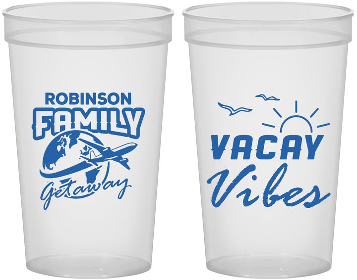 Custom Family Vacation 22 oz Translucent Cups - Vacay Vibes | 180057