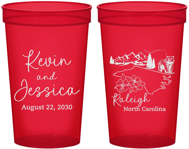 Custom Wedding 22 oz Translucent Cups - North Carolina | 182