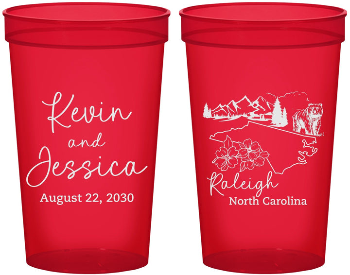 Custom Wedding 22 oz Translucent Cups - North Carolina | 182