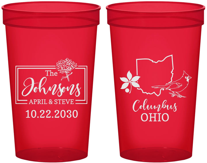 Custom Wedding 22 oz Translucent Cups - Ohio | 184