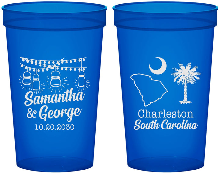 Custom Wedding 22 oz Translucent Cups - South Carolina | 189