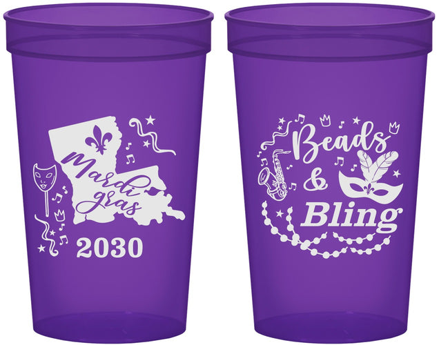 Custom Mardi Gras 22 oz Translucent Cups - Beads And Bling | 190002