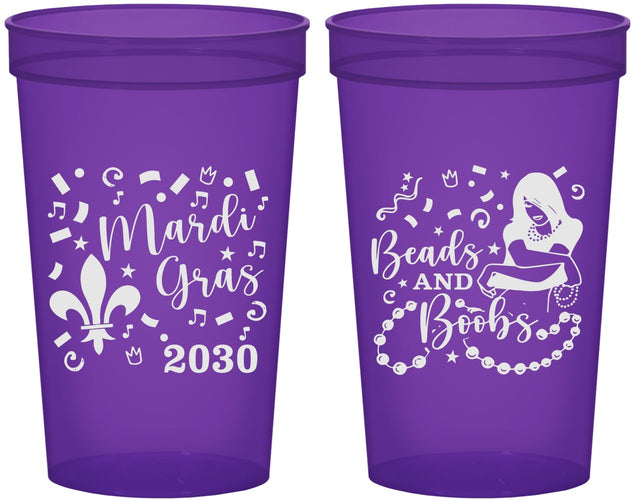 Custom Mardi Gras 22 oz Translucent Cups - Beads And Boobs | 190005