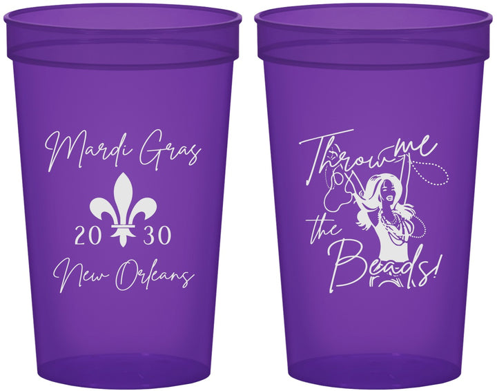 Custom Mardi Gras 22 oz Translucent Cups - Throw Me The Beads | 190008