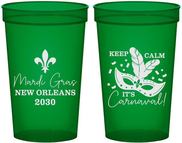 Custom Mardi Gras 22 oz Translucent Cups - Fleur De Lis Carnaval | 190011