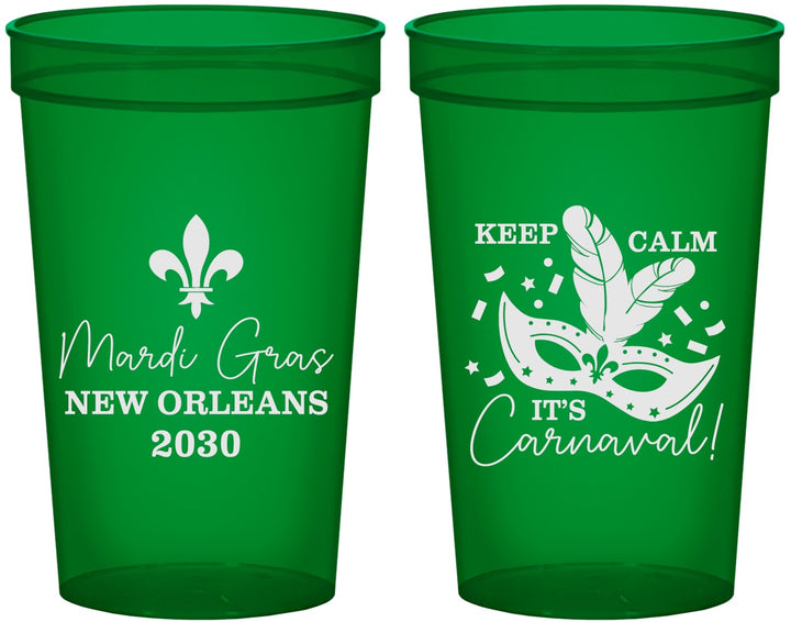 Custom Mardi Gras 22 oz Translucent Cups - Fleur De Lis Carnaval | 190011