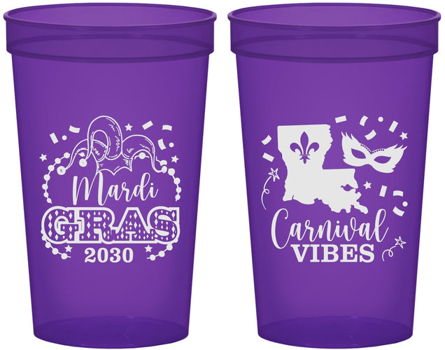 Custom Mardi Gras 22 oz Translucent Cups - Fleur De Lis Carnaval | 190012