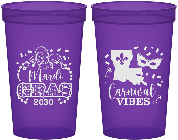 Custom Mardi Gras 22 oz Translucent Cups - Fleur De Lis Carnaval | 190012
