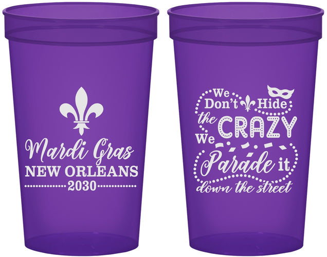 Custom Mardi Gras 22 oz Translucent Cups - Fleur De Lis | 190013