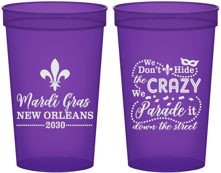 Custom Mardi Gras 22 oz Translucent Cups - Fleur De Lis | 190013