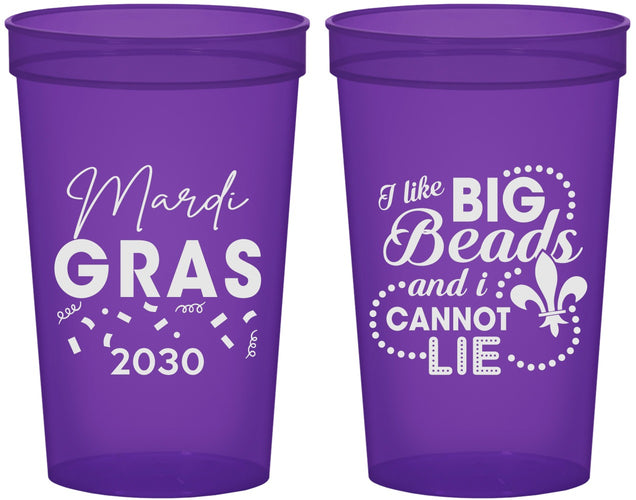 Custom Mardi Gras 22 oz Translucent Cups - Big Bead Fleur De Lis | 190018