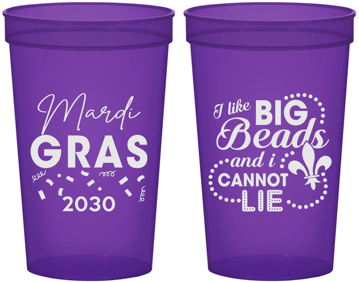 Custom Mardi Gras 22 oz Translucent Cups - Big Bead Fleur De Lis | 190018