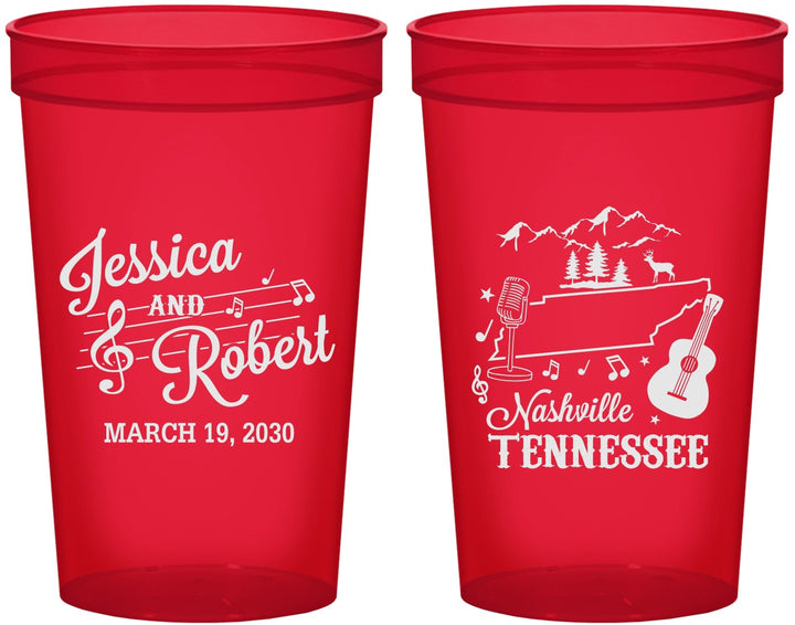 Custom Wedding 22 oz Translucent Cups - Tennessee | 191