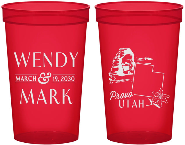 Custom Wedding 22 oz Translucent Cups - Utah | 193
