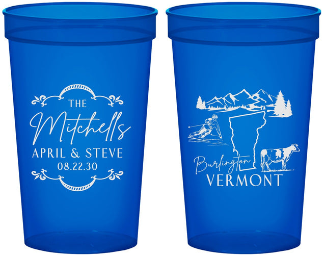 Custom Wedding 22 oz Translucent Cups - Vermont | 194