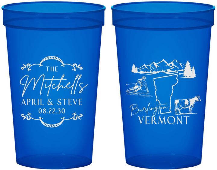 Custom Wedding 22 oz Translucent Cups - Vermont | 194