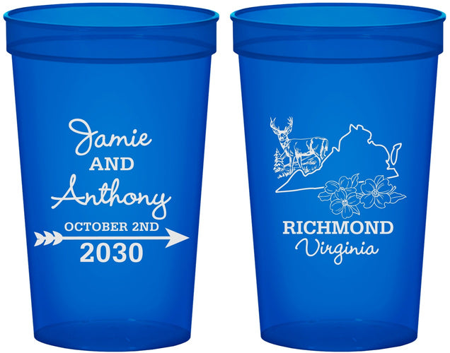 Custom Wedding 22 oz Translucent Cups - Virginia | 195