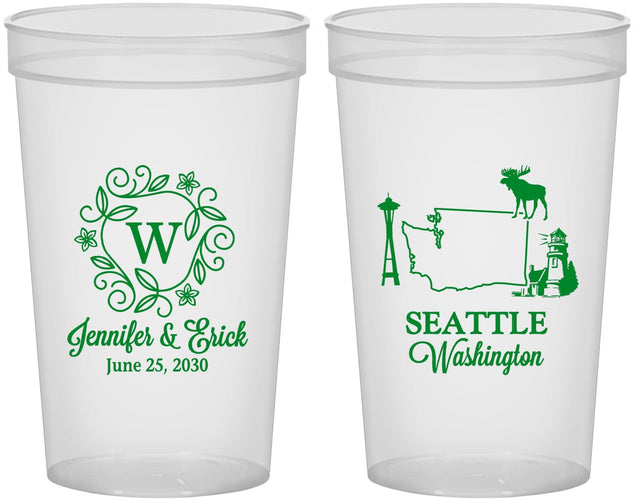Custom Wedding 22 oz Translucent Cups - Washington | 196